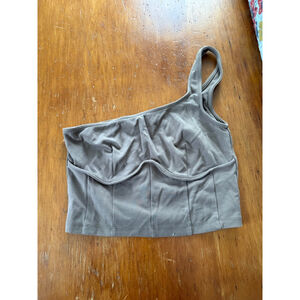 Forever 21 womens Taupe One Shoulder Crop Top M